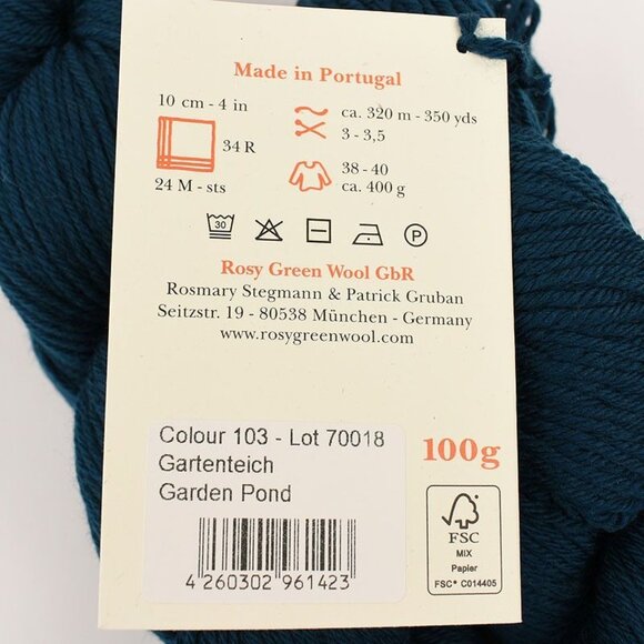 Rosy Green Wool Cheeky Merino Joy Yarn 2 Skeins Organic Virgin Wool Garden Pond - Picture 5 of 5